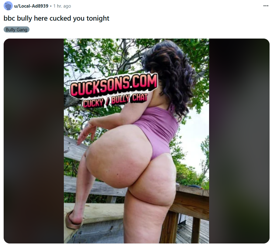 Reddit post example showing CuckSons.Com branding